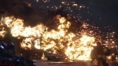 A Gear in melee combat with a Locust creature