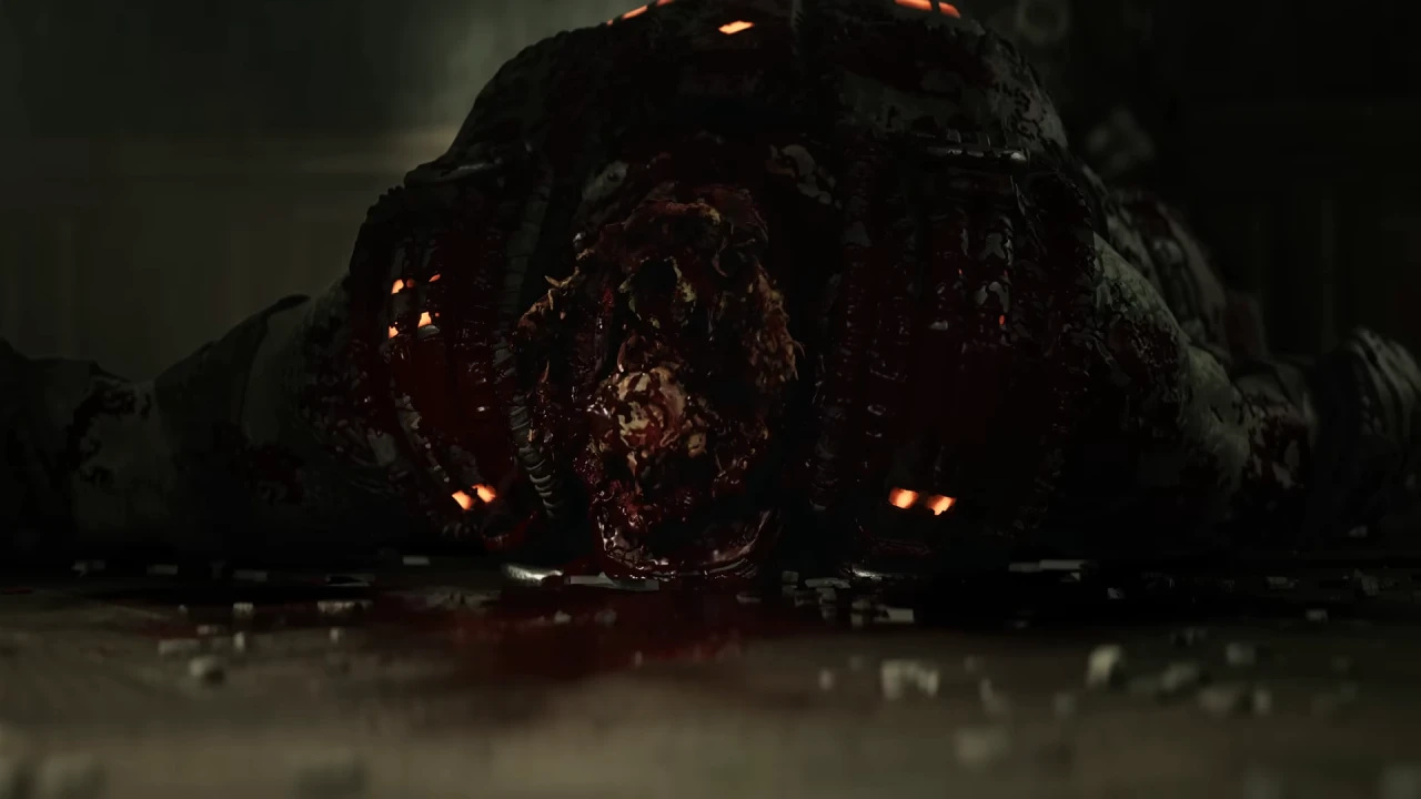 A massive Locust creature bursting from the ground — official trailer footage (Xbox Game Studios / The Coalition)